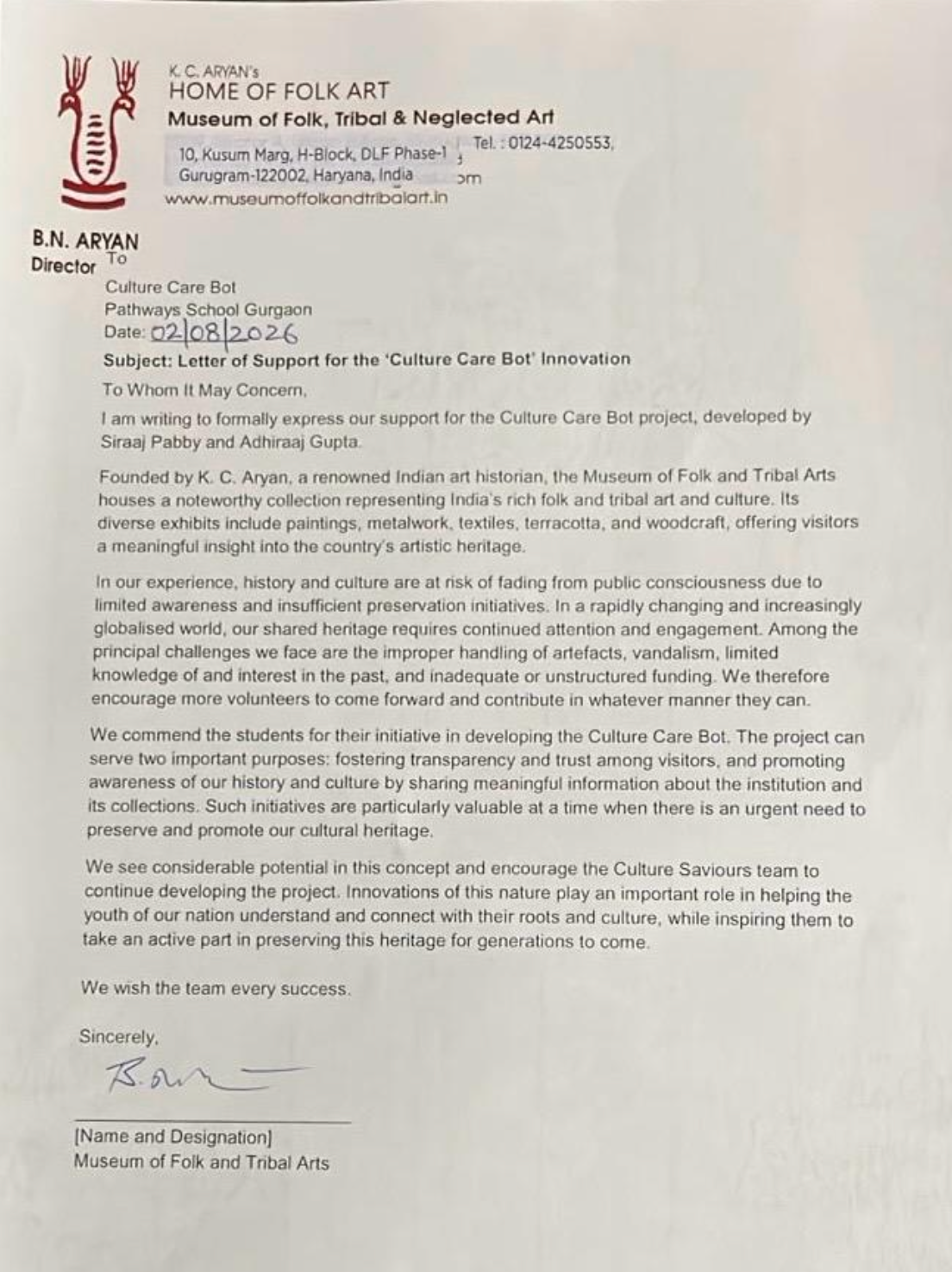 Letter of Appreciation